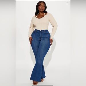 Beautiful cream fashion nova ribbed bodysuit size 1x